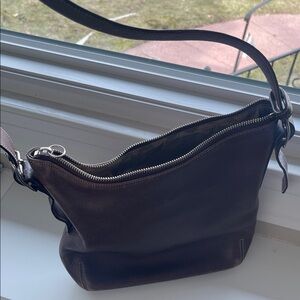 Coach Brown Leather Bag with Signature Pattern